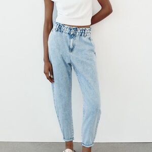 Zara high-waisted paper bag jeans